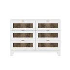 Rustic Farmhouse Style Wooden Dresser with 6 Drawers, Storage Cabinet for Bedroom with Metal Handles, White