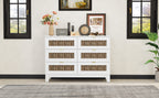 Rustic Farmhouse Style Wooden Dresser with 6 Drawers, Storage Cabinet for Bedroom with Metal Handles, White