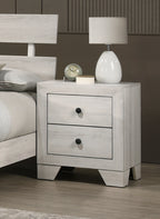 1pc Rustic Two Drawers Storage Nightstand White Wash Finish Wooden Bedroom Furniture