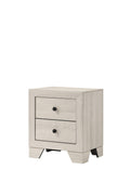 1pc Rustic Two Drawers Storage Nightstand White Wash Finish Wooden Bedroom Furniture