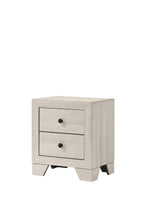 1pc Rustic Two Drawers Storage Nightstand White Wash Finish Wooden Bedroom Furniture