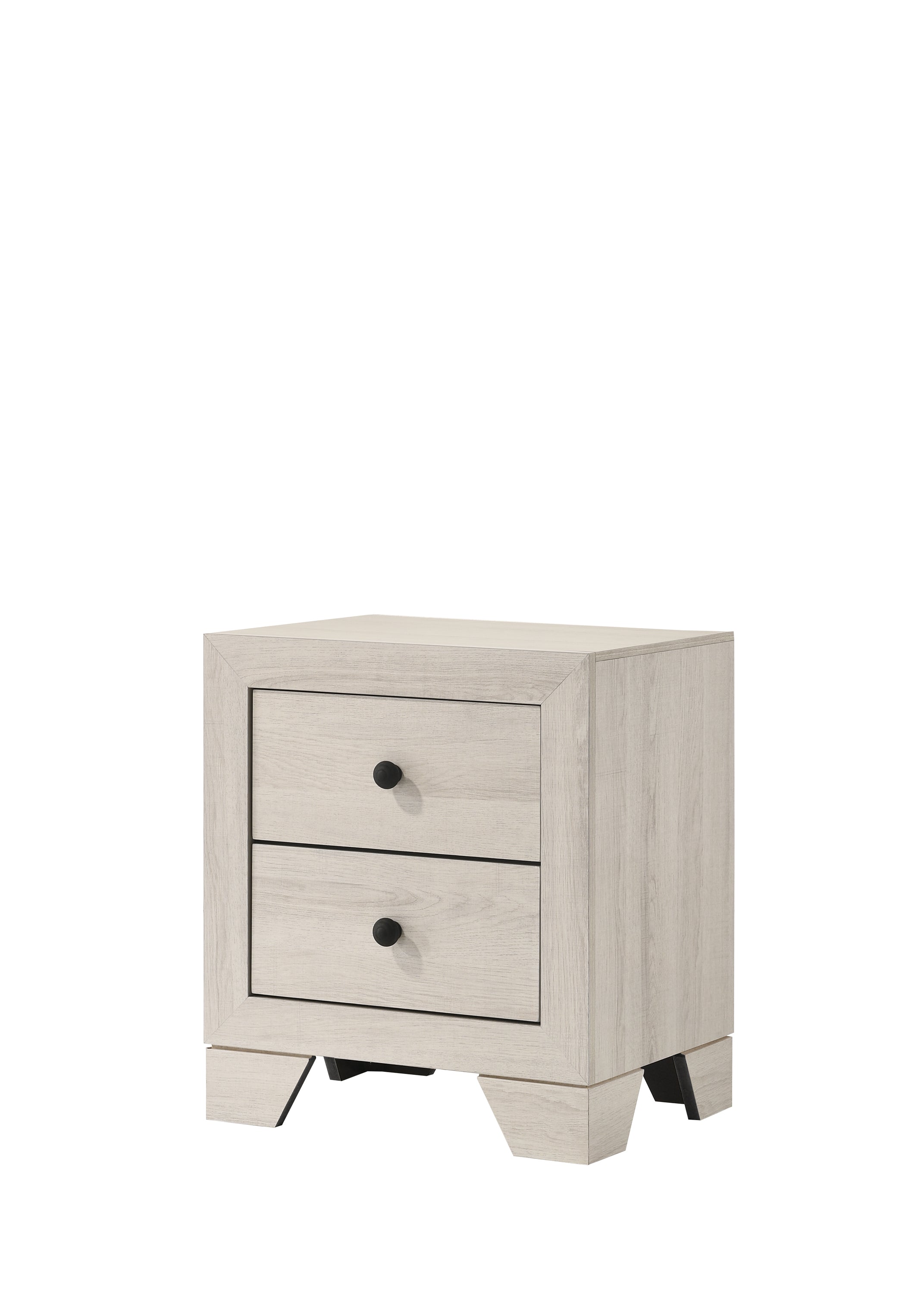 1pc Rustic Two Drawers Storage Nightstand White Wash Finish Wooden Bedroom Furniture