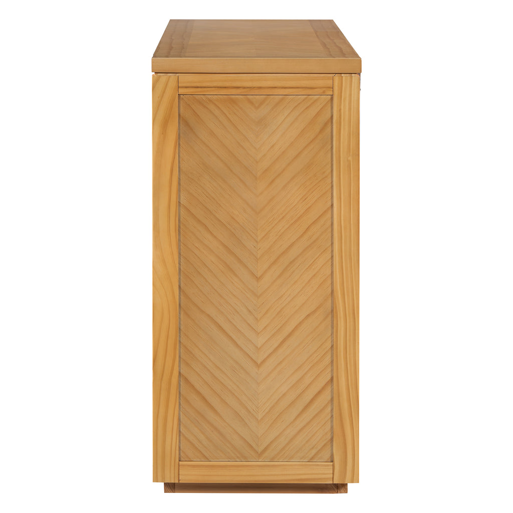 TREXM 55' Console Table, Rustic Wooden Entryway Table with Storage Drawers and Open Shelf, Elegant Sofa Table for Hallway and Living Room (Natural)