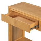 TREXM 55' Console Table, Rustic Wooden Entryway Table with Storage Drawers and Open Shelf, Elegant Sofa Table for Hallway and Living Room (Natural)