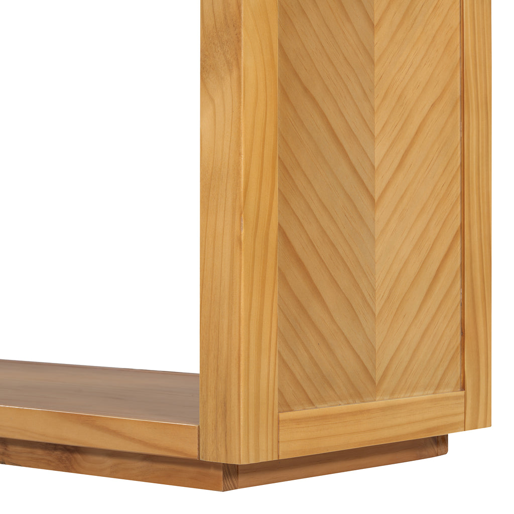 TREXM 55' Console Table, Rustic Wooden Entryway Table with Storage Drawers and Open Shelf, Elegant Sofa Table for Hallway and Living Room (Natural)