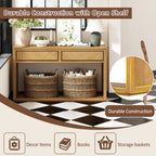 TREXM 55' Console Table, Rustic Wooden Entryway Table with Storage Drawers and Open Shelf, Elegant Sofa Table for Hallway and Living Room (Natural)