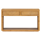 TREXM 55' Console Table, Rustic Wooden Entryway Table with Storage Drawers and Open Shelf, Elegant Sofa Table for Hallway and Living Room (Natural)