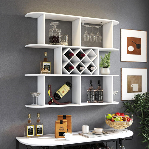 Elegant Rustic Wooden Wall Mounted 3-Tier Wine Rack Holder.