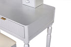 Luxury Vanity Desk with Round Mirror,Height-Adjustable, Stylish Dressing Table Set, 4 Drawers & Stool, Silver