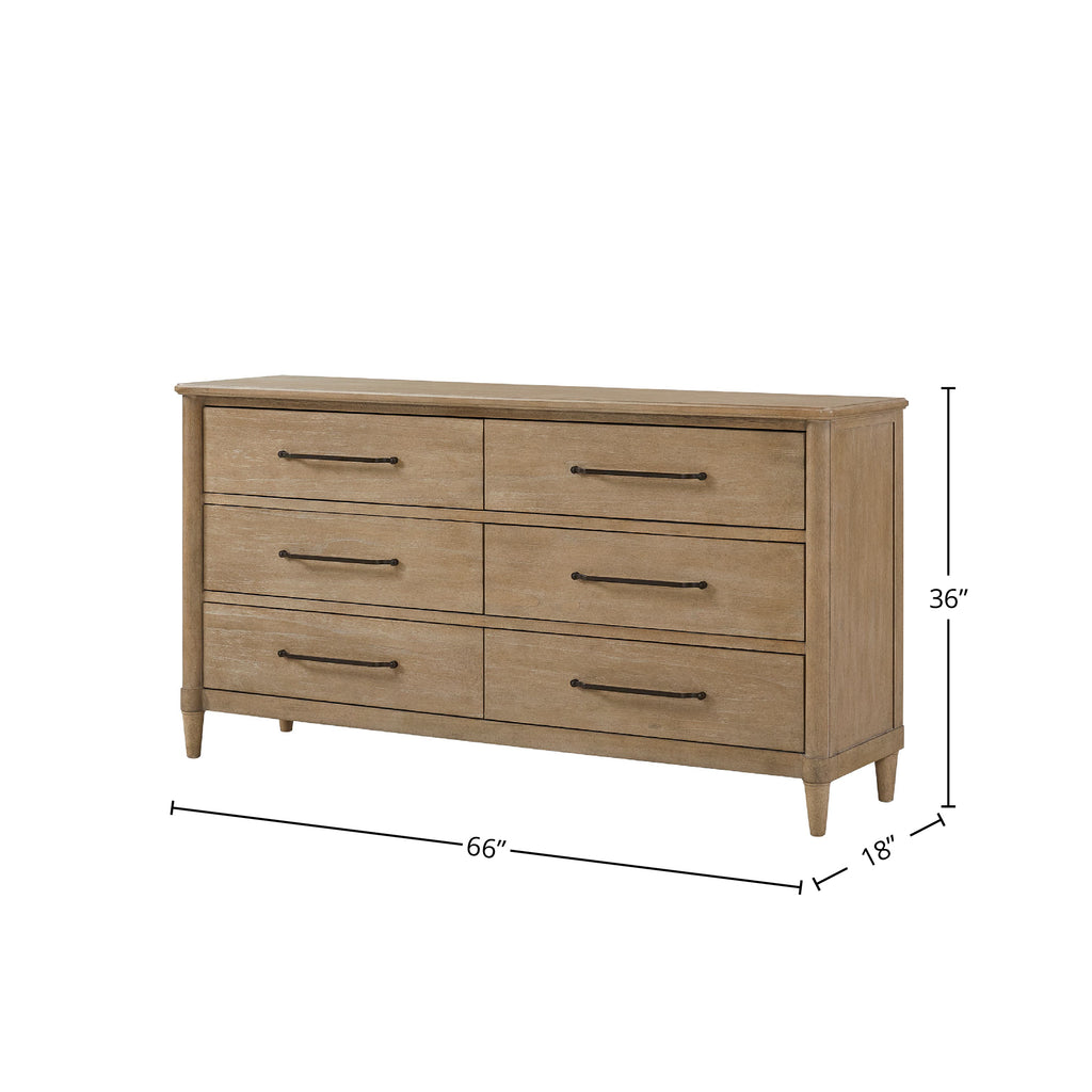 Casual 6 Drawer Dresser Sand Finish