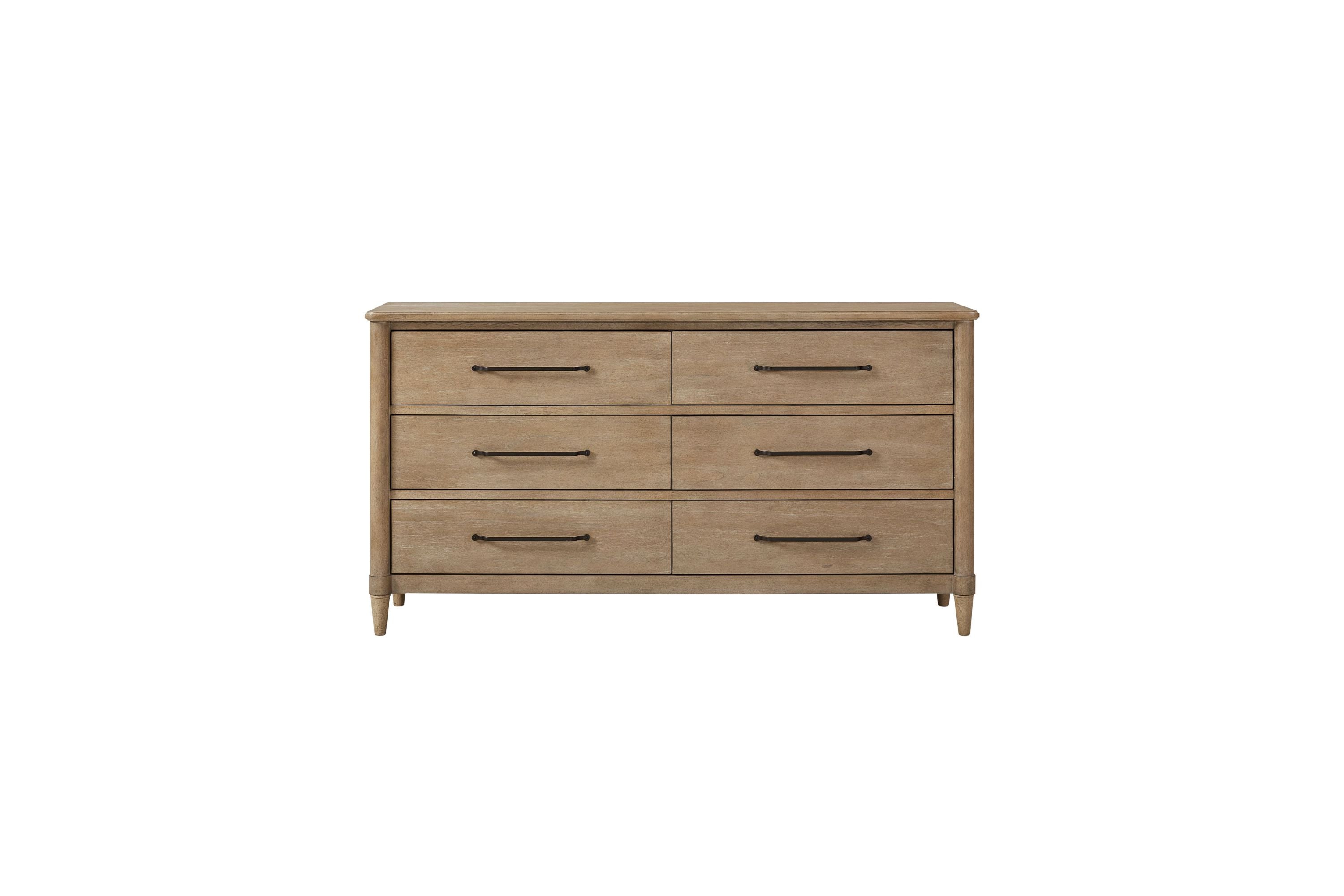 Casual 6 Drawer Dresser Sand Finish