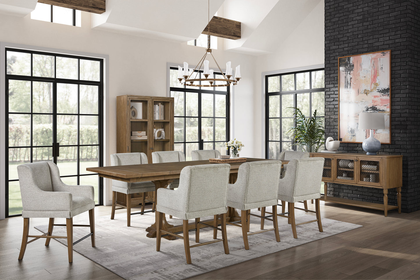 Counter Height Trestle Table - Almond Dining Table