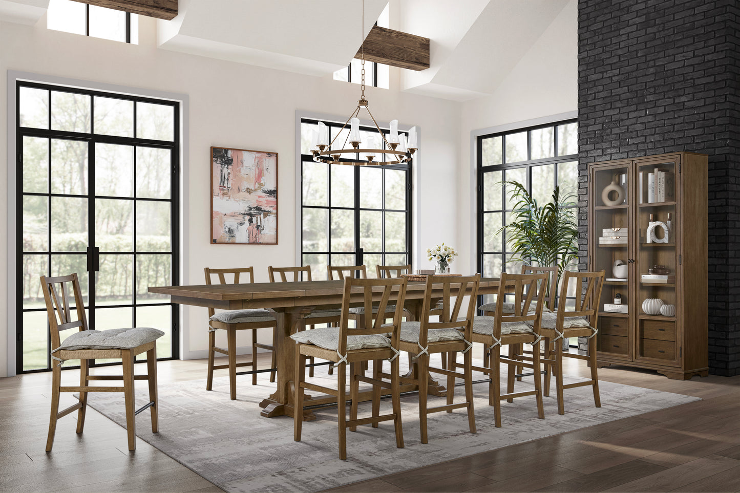 Counter Height Trestle Table - Almond Dining Table