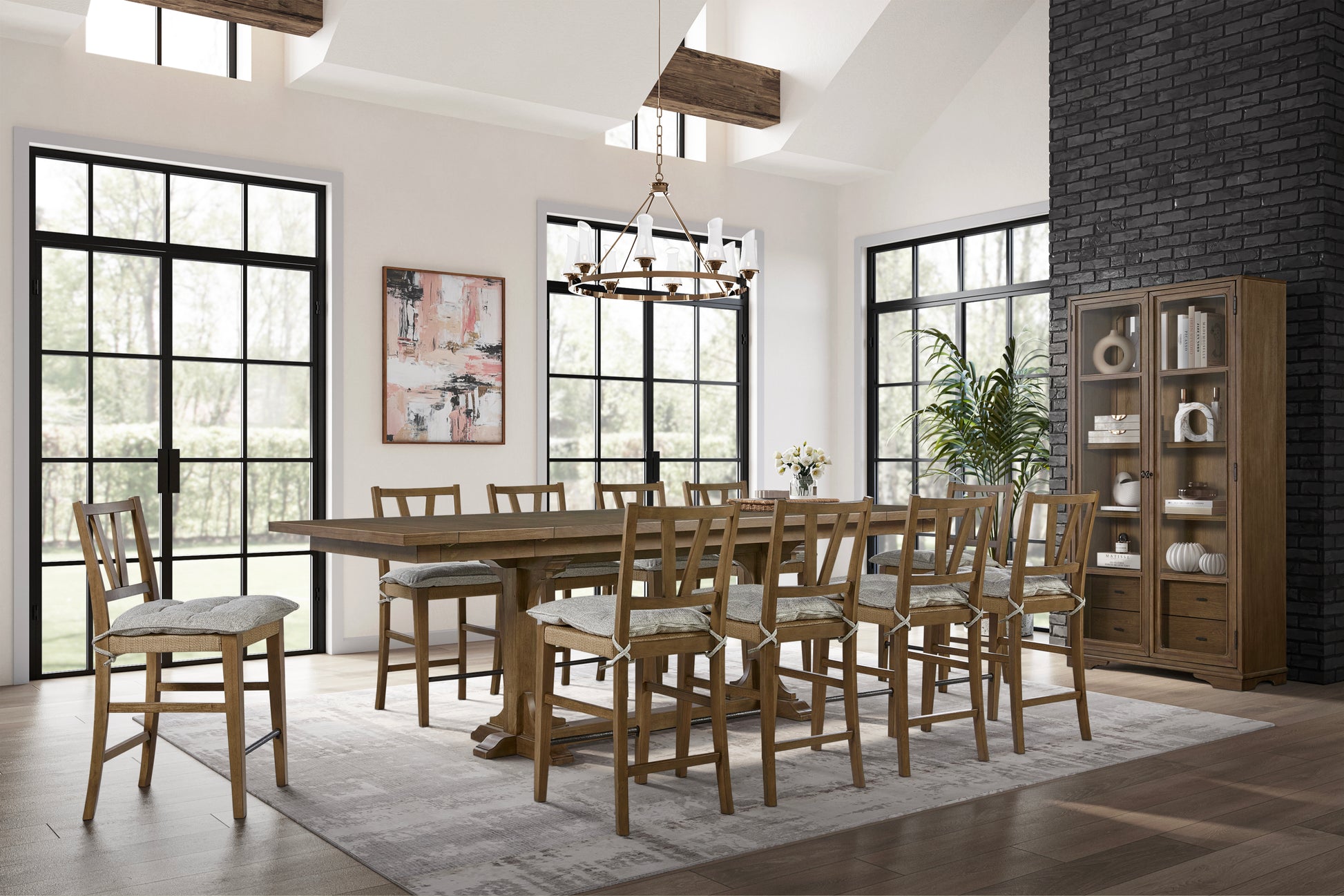 Counter Height Trestle Table - Almond Dining Table