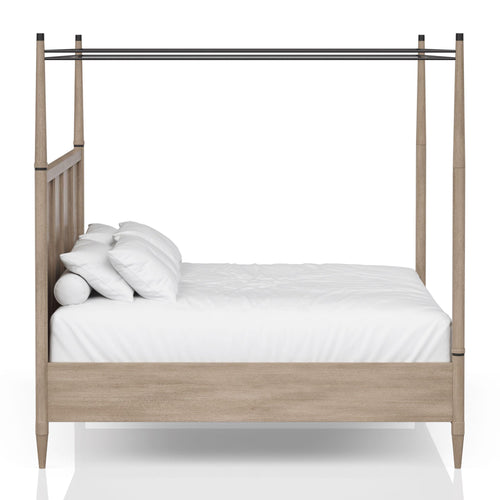 Elegant Solid Wood Queen Canopy Bed Set Collection.