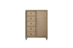 Queen Canopy Bedroom Set with a 2 Drawer Nightstand. a modern Dresser with Poster Mirror and a Door Chest.
