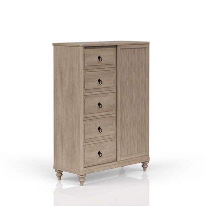 Queen Canopy Bedroom Set with a 2 Drawer Nightstand. a modern Dresser with Poster Mirror and a Door Chest.