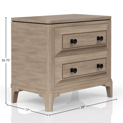 Queen Canopy Bedroom Set with a 2 Drawer Nightstand. a modern Dresser with Poster Mirror and a Door Chest.