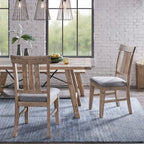 Sonoma Dining Side Chair Set of 2 with Upholstered Seat in Natural Grey Solid Pine Wood Dining Chair