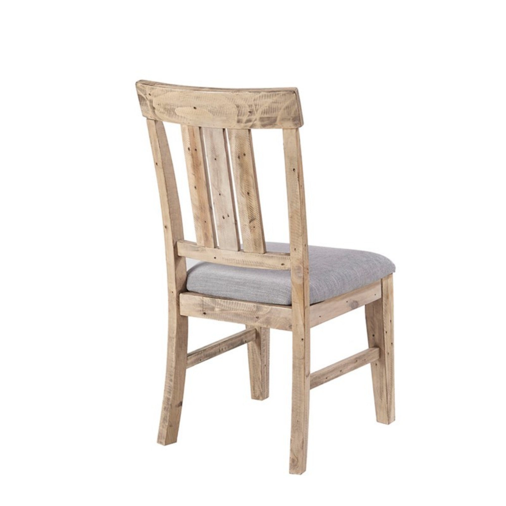 Sonoma Dining Side Chair Set of 2 with Upholstered Seat in Natural Grey Solid Pine Wood Dining Chair