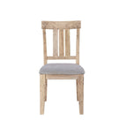 Sonoma Dining Side Chair Set of 2 with Upholstered Seat in Natural Grey Solid Pine Wood Dining Chair