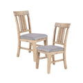 Sonoma Dining Side Chair Set of 2 with Upholstered Seat in Natural Grey Solid Pine Wood Dining Chair