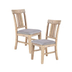 Sonoma Dining Side Chair Set of 2 with Upholstered Seat in Natural Grey Solid Pine Wood Dining Chair