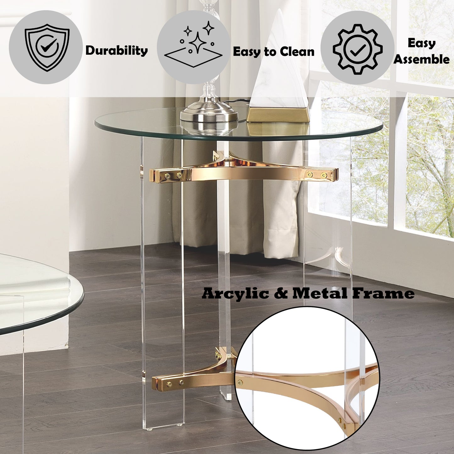 Sosi Gold Finish End Table
