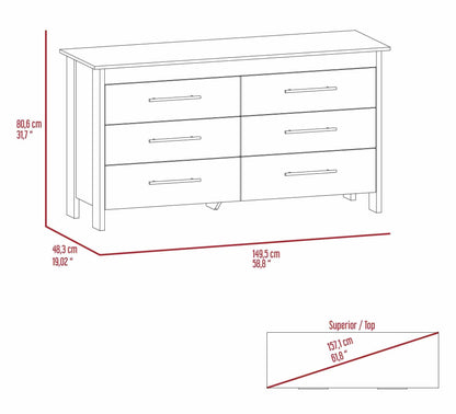 Southington 6-Drawer Rectangle Dresser White