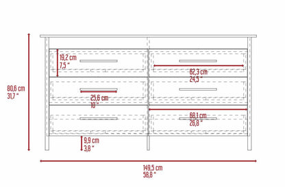 Southington 6-Drawer Rectangle Dresser White
