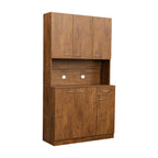 70.87" Tall Wardrobe& Kitchen Cabinet, with 6-Doors, -Open Shelves and -Drawer for bedroom,Walnut - Groovy Boardz