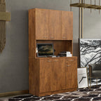 70.87" Tall Wardrobe& Kitchen Cabinet, with 6-Doors, -Open Shelves and -Drawer for bedroom,Walnut - Groovy Boardz