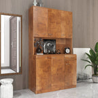 70.87" Tall Wardrobe& Kitchen Cabinet, with 6-Doors, -Open Shelves and -Drawer for bedroom,Walnut - Groovy Boardz