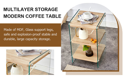 Three layer bedside cabinet.The board is made of MDF with wooden stickers, with transparent tempered glass on both side.The design is simple and elegant, with powerful storage function.Storage cabinet