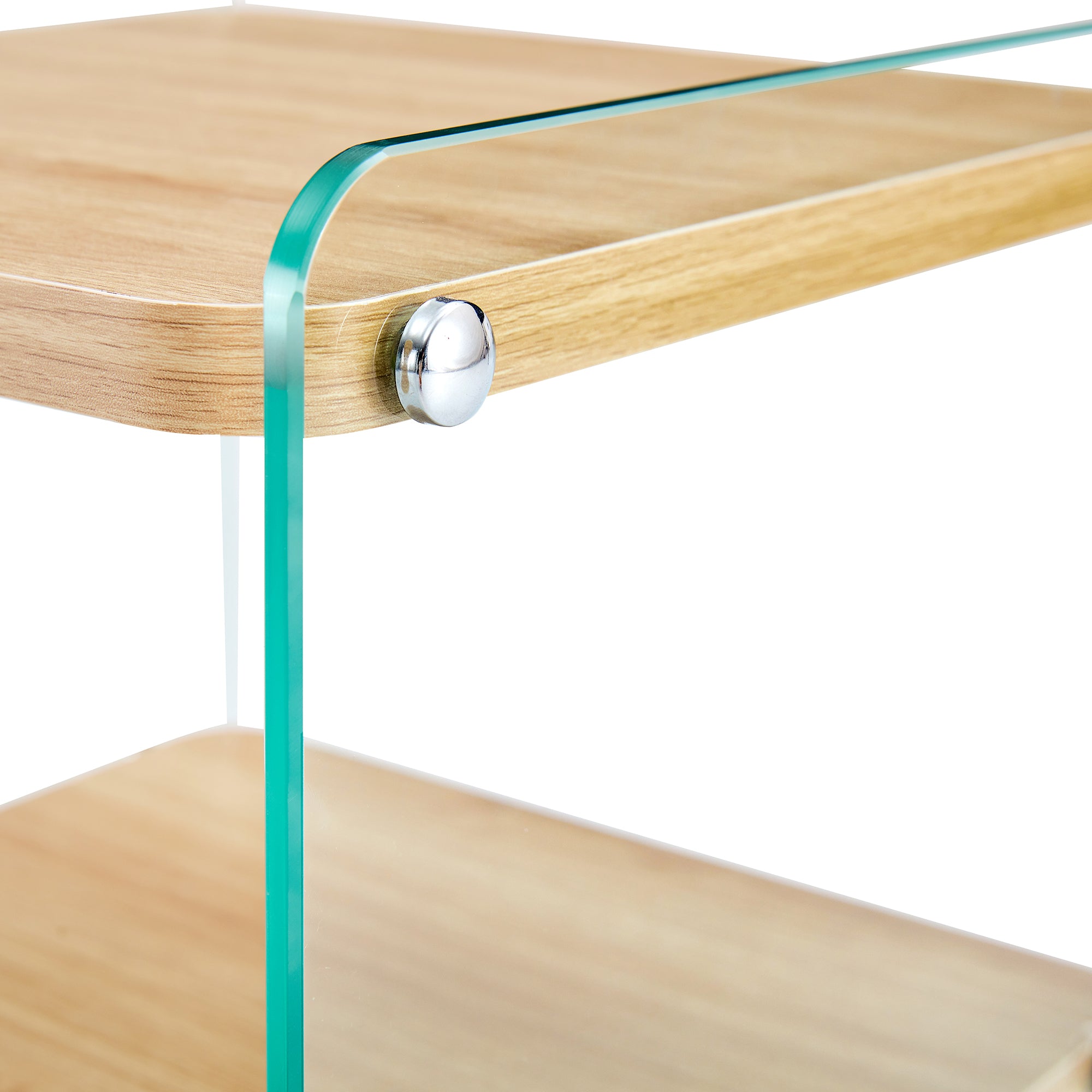 Three layer bedside cabinet.The board is made of MDF with wooden stickers, with transparent tempered glass on both side.The design is simple and elegant, with powerful storage function.Storage cabinet