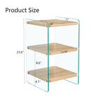 Three layer bedside cabinet.The board is made of MDF with wooden stickers, with transparent tempered glass on both side.The design is simple and elegant, with powerful storage function.Storage cabinet