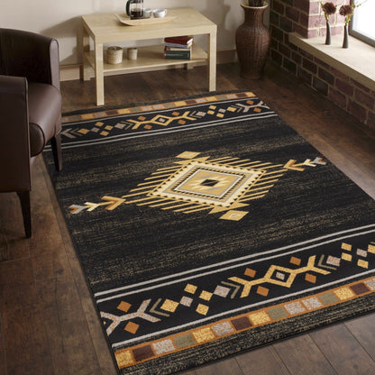 Tribes GC_YLS4001 Black 7 ft. 10 in. x 10 ft. 3 in. Southwest Area Rug - Groovy Boardz