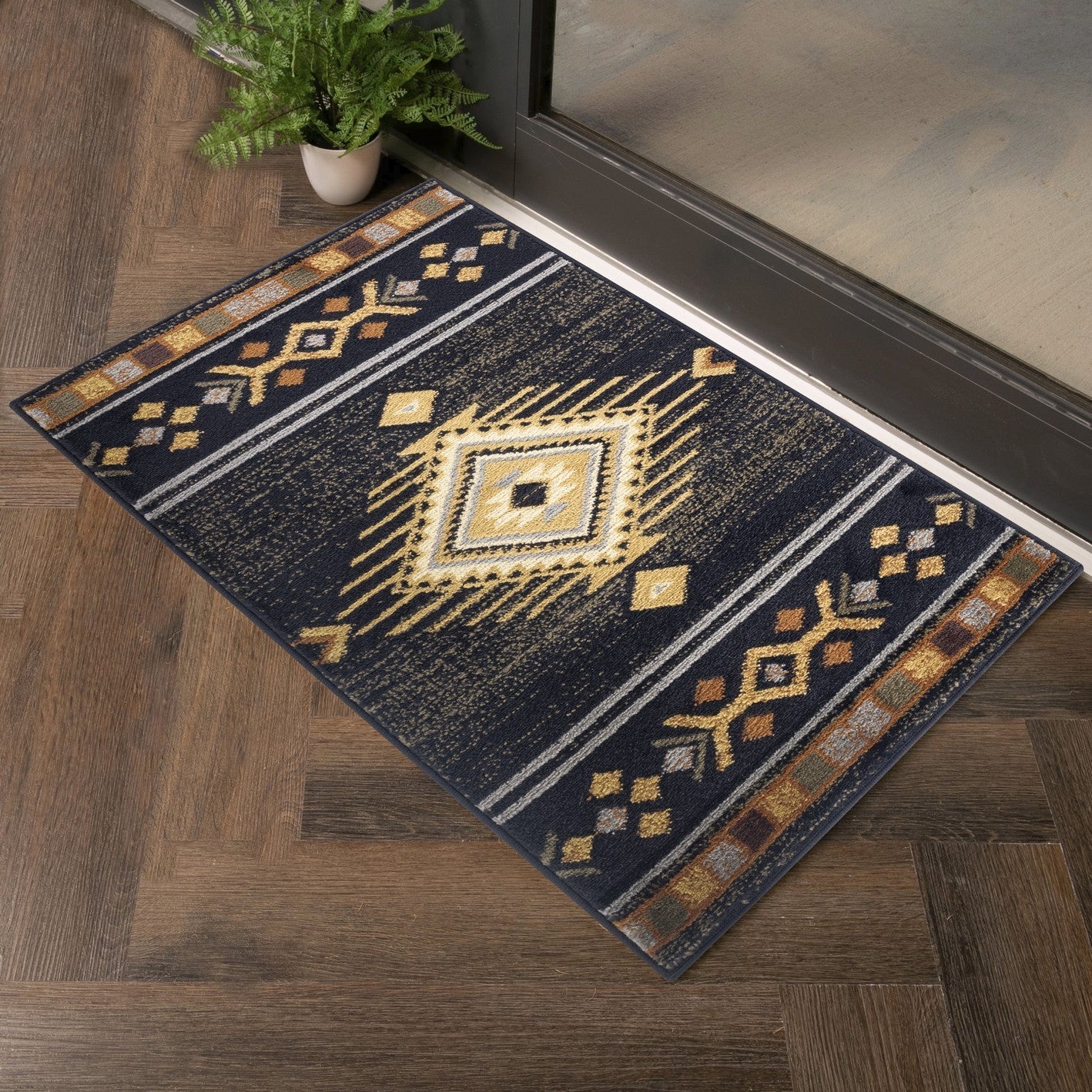 Tribes GC_YLS4001 Black 7 ft. 10 in. x 10 ft. 3 in. Southwest Area Rug - Groovy Boardz