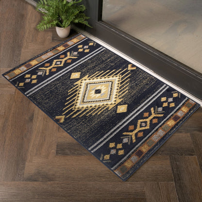 Tribes GC_YLS4001 Black 7 ft. 10 in. x 10 ft. 3 in. Southwest Area Rug - Groovy Boardz