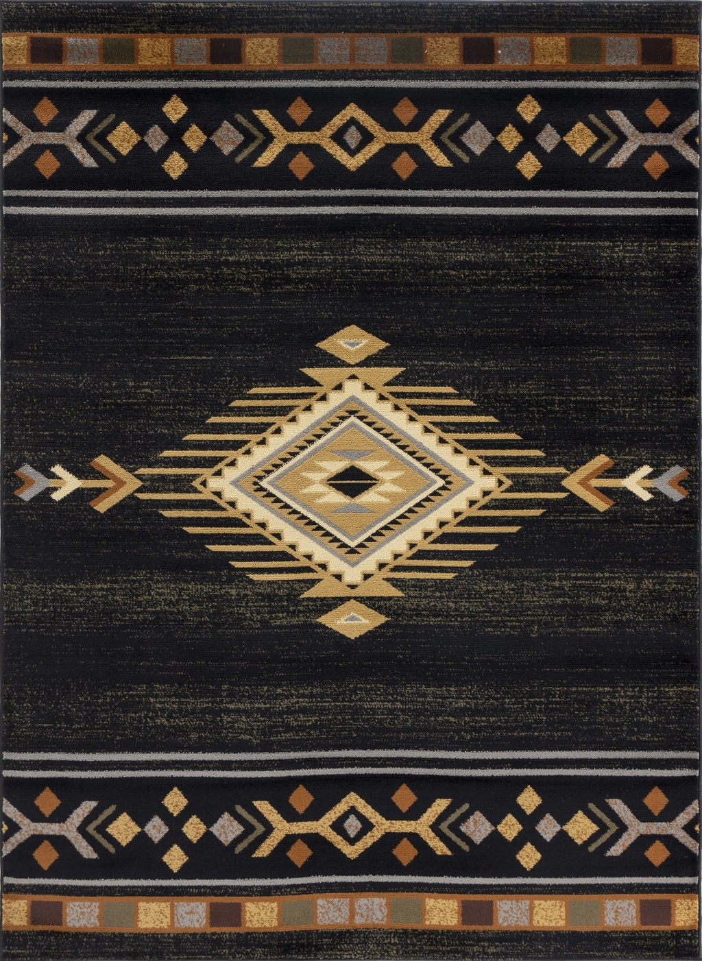 Tribes GC_YLS4001 Black 7 ft. 10 in. x 10 ft. 3 in. Southwest Area Rug - Groovy Boardz