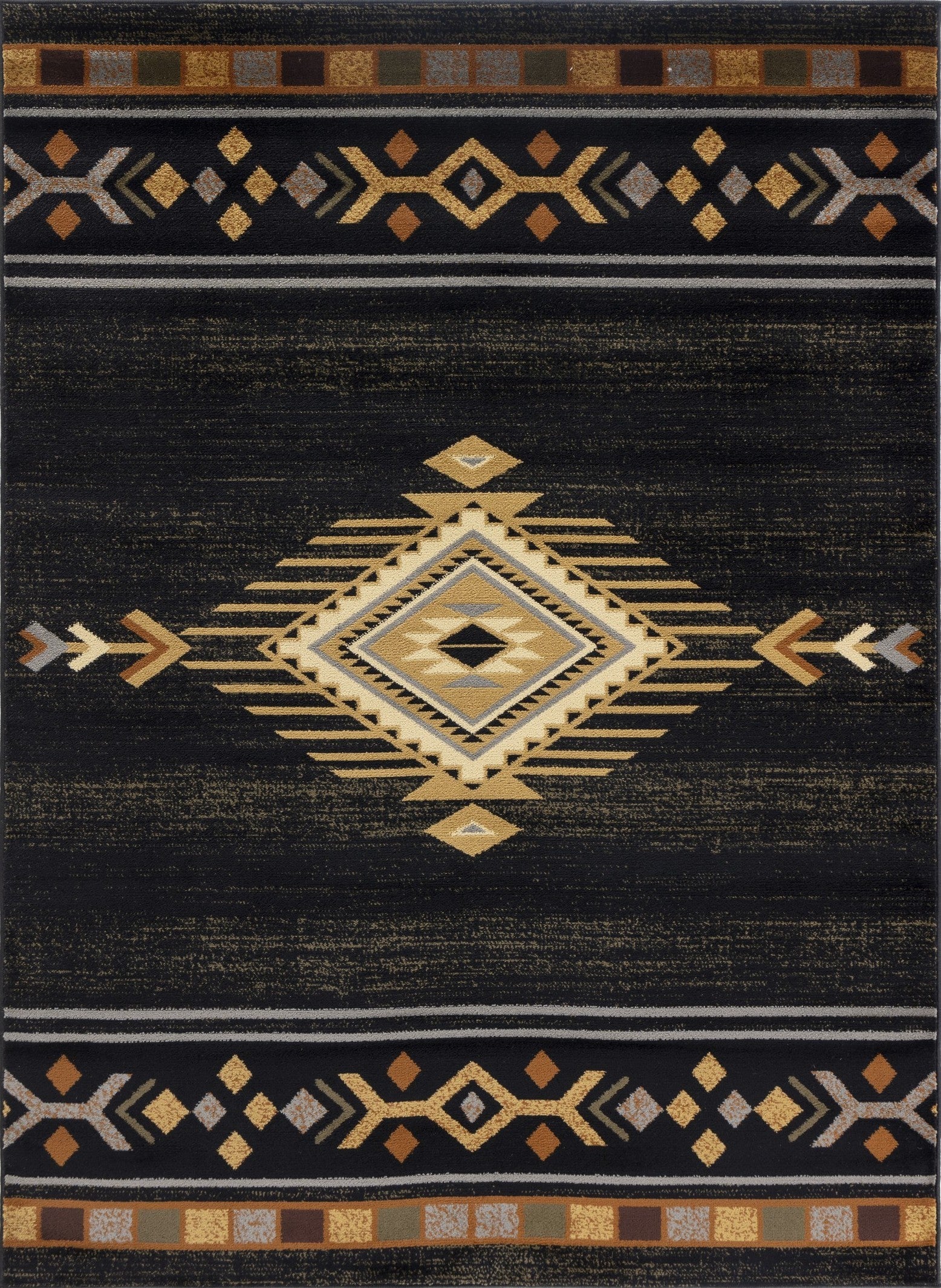 Tribes GC_YLS4001 Black 7 ft. 10 in. x 10 ft. 3 in. Southwest Area Rug - Groovy Boardz