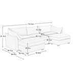U Shape 3 Seater Deep Seat Sofa Couch with Ottomans,3-Seat Sofa with with 2 Movable Ottomans,Crescent-shaped Armrests And Wraparound Back & Armrest Cushions, Oversized Modular Sectional Sofa with Stor