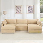 U Shape 3 Seater Deep Seat Sofa Couch with Ottomans,3-Seat Sofa with with 2 Movable Ottomans,Crescent-shaped Armrests And Wraparound Back & Armrest Cushions, Oversized Modular Sectional Sofa with Stor