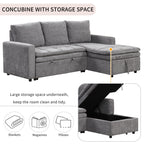 U_STYLE Soft Upholstered Sectional Sofa Bed with Storage Space, Suitable for Living Rooms and Apartments.