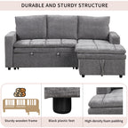 U_STYLE Soft Upholstered Sectional Sofa Bed with Storage Space, Suitable for Living Rooms and Apartments.