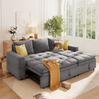 U_STYLE Soft Upholstered Sectional Sofa Bed with Storage Space, Suitable for Living Rooms and Apartments.