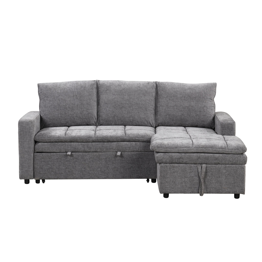 U_STYLE Soft Upholstered Sectional Sofa Bed with Storage Space, Suitable for Living Rooms and Apartments.