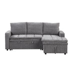 U_STYLE Soft Upholstered Sectional Sofa Bed with Storage Space, Suitable for Living Rooms and Apartments.