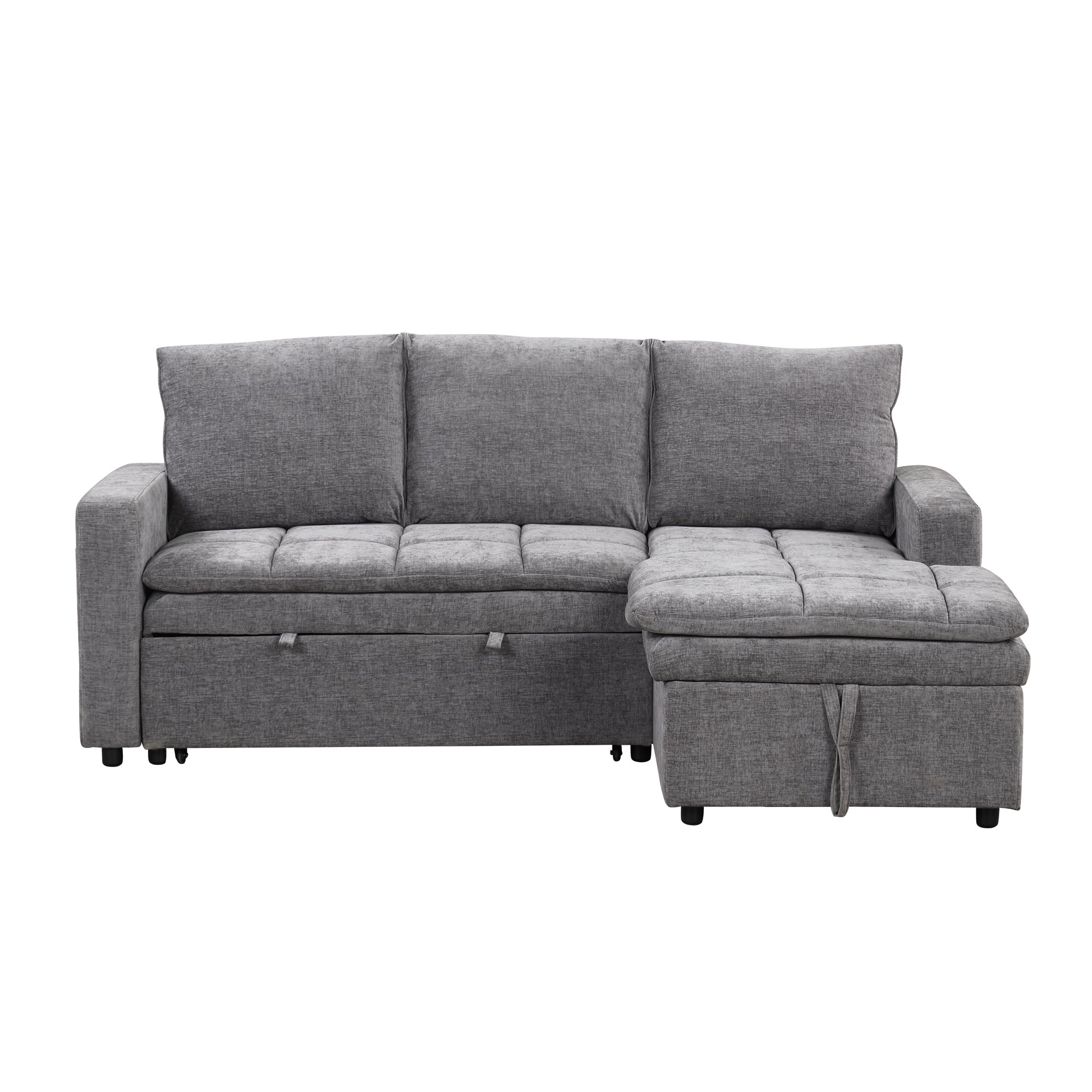 U_STYLE Soft Upholstered Sectional Sofa Bed with Storage Space, Suitable for Living Rooms and Apartments.