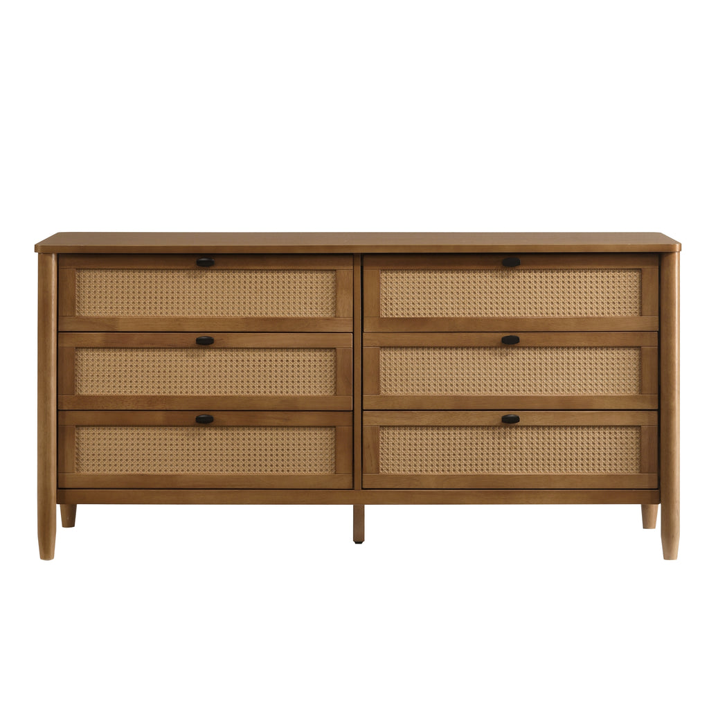 Vichy Wood Rattan 6-Drawer Dresser Dresser